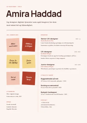 CV for UX-designer — post-it-lapper