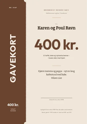 Gavebevis — kaffebrenneri