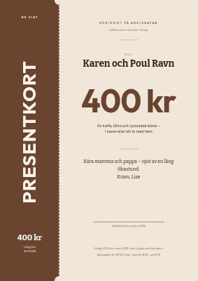 Presentkort — kafferosteri