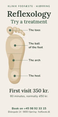 Door poster for a clinic — reflexology, try a treatment