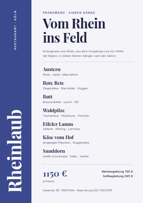 Gourmetrestaurant — Degustationsmenü mit blauem Rücken