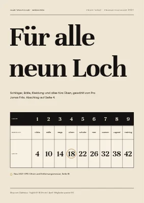 Produktkatalog — Pro Shop eines Golfclubs