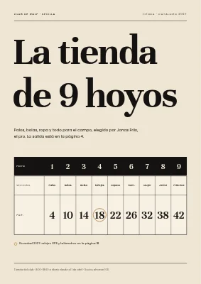 Catálogo de productos — tienda de un club de golf