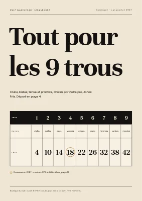 Catalogue de produits — boutique de golf