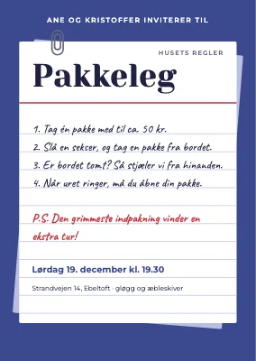 Pakkeleg — regler på et kartotekskort