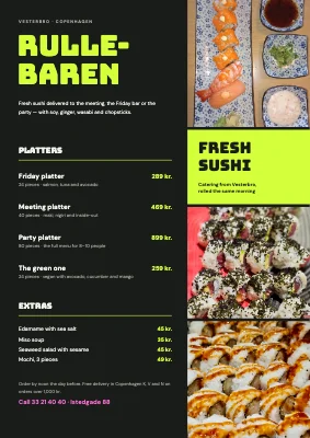 Sushi catering — menu with photo strip