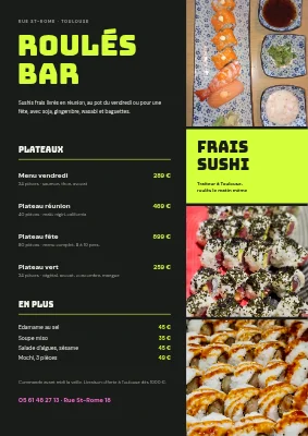 Traiteur sushi — menu avec bandeau de photos