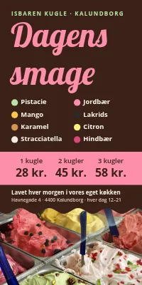 Dørplakat til isbar — dagens smage