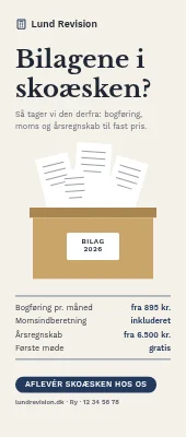 Roll-up til revisor — bilag i skoæsken