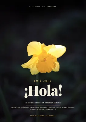 Confirmación — cartel de bienvenida como póster de película retro