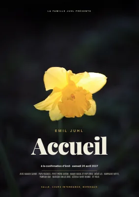 Confirmation — panneau de bienvenue façon affiche de film rétro