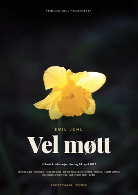 Konfirmasjon — velkomstskilt som en retro filmplakat