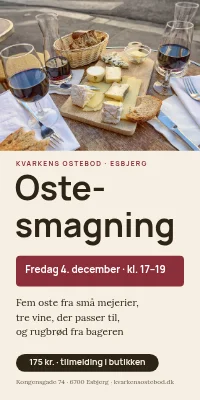 Dørplakat til osteforretning — ostesmagning fredag