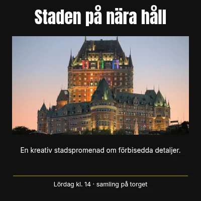 Staden på nära håll · biograftält