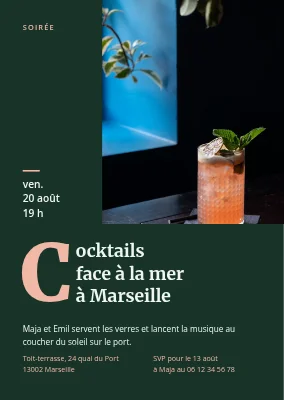 Cocktail — lettrine et cocktail à la pêche