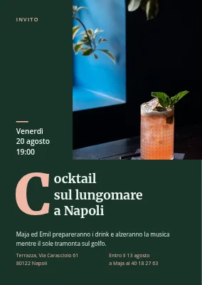 Cocktail party — capolettera e cocktail alla pesca