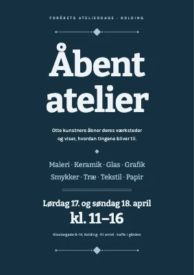 Åbent atelier — klassisk plakat