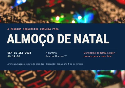 Almoço de Natal — camisolas e uma faixa azul-marinho