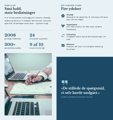 Side 2 af Virksomhedsprofil for et konsulenthus