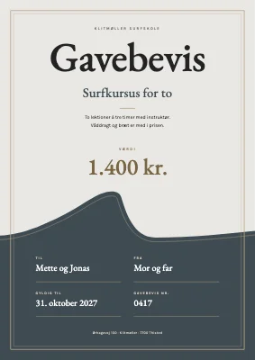 Gavebevis — surfskole i Klitmøller