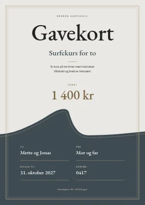 Gavekort — surfskole i Klitmøller