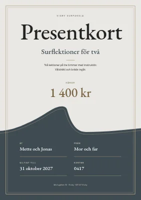 Presentkort — surfskola i Klitmøller