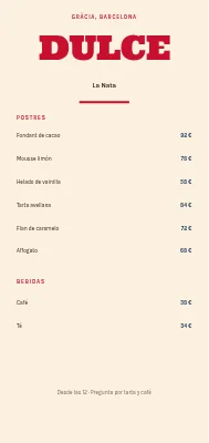 Carta de postres Flødekanten — Refshaleøen
