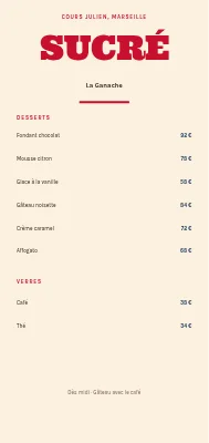 Menu des desserts Flødekanten — Refshaleøen
