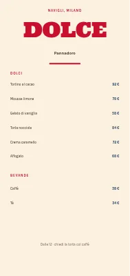 Menu dei dessert Flødekanten — Refshaleøen
