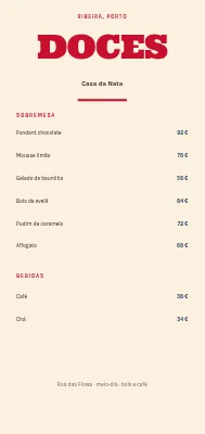 Menu de sobremesas Flødekanten — Refshaleøen