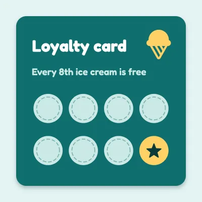 Loyalty card with eight stamps