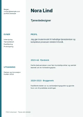 Tjenestedesigner — Venstrespalte