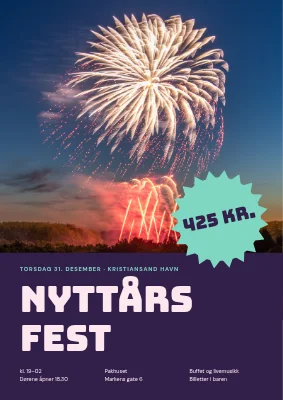 Nyttårsfest ved havna — plakat