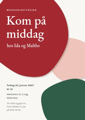 Middagsinvitasjon — former i utklippspapir