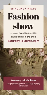 Door poster for a clothes shop — fashion show on Saturday
