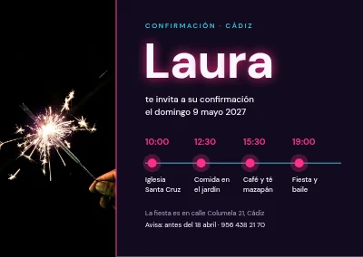Confirmación — cronología neón del día