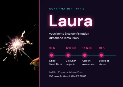 Confirmation — frise néon de la journée