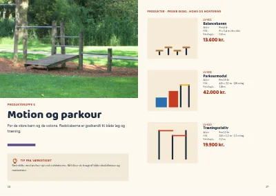Side 16–17 af Produktkatalog for legepladsudstyr – 24 sider