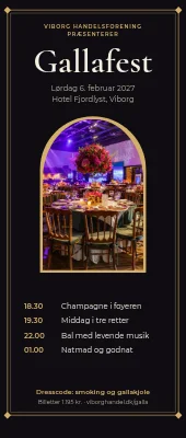 Roll-up til gallafest — sort og guld