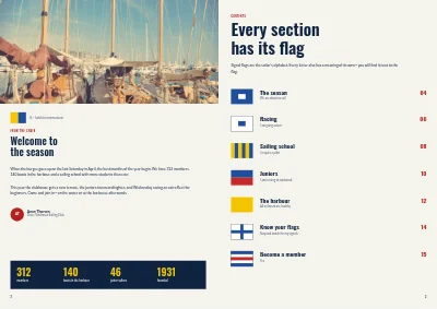 Pages 2–3 of Season programme for a sailing club – 16 pages