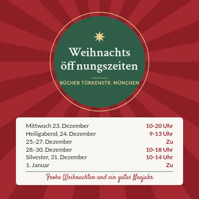 Weihnachtsöffnungszeiten — Laden