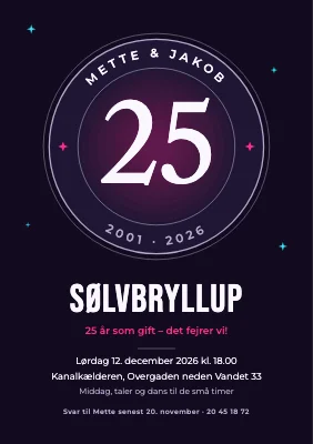 Sølvbryllup — neonsegl en vinteraften