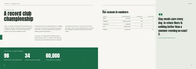 Pages 38–39 of Yearbook for a sports club – 96 pages