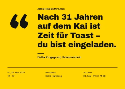 Abschiedsempfang — ein Zitat auf Gelb