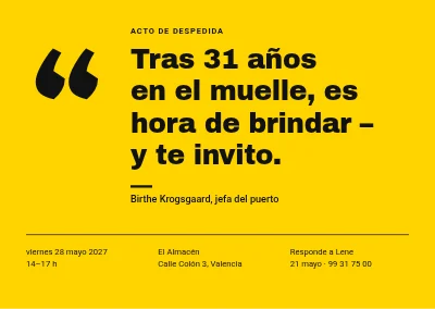 Recepción de despedida — una cita sobre fondo amarillo