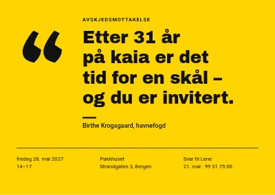 Avskjedsmottakelse — et sitat på gult