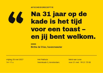 Afscheidsreceptie — een citaat op geel