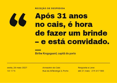 Receção de despedida — uma citação em amarelo