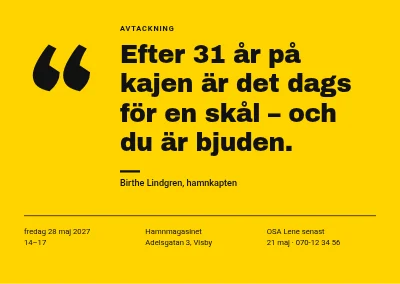 Avskedsmottagning — ett citat på gult
