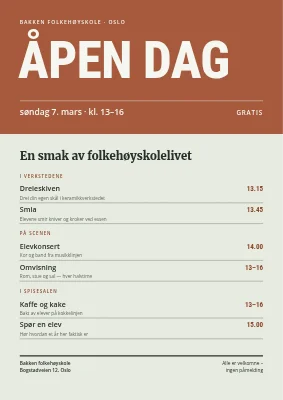 Åpen dag på internatskole — plakat